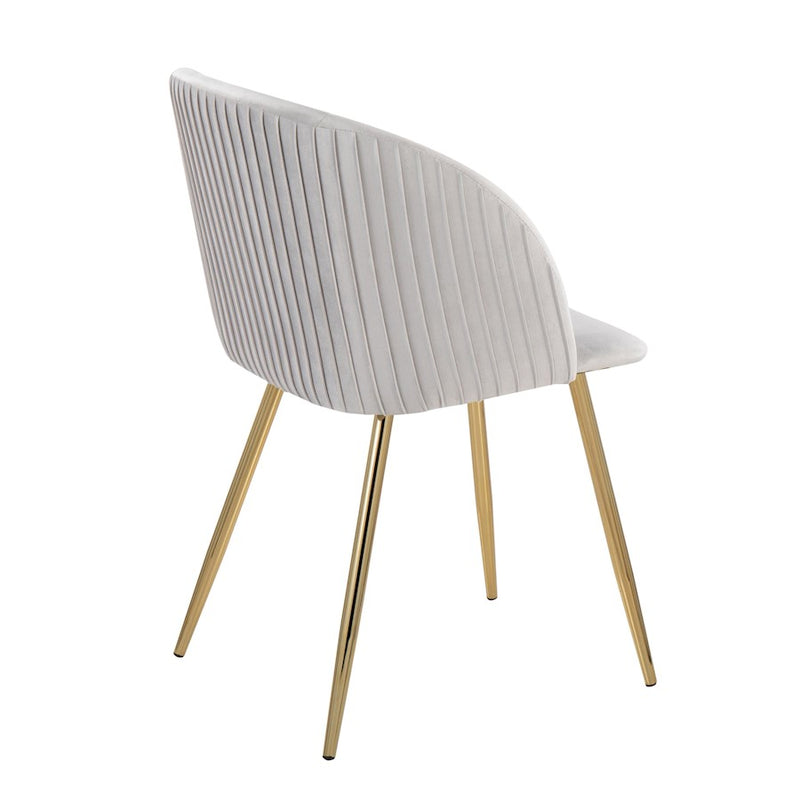 LumiSource Fran Pleated Chair, Set of 2, Gold/Silver Velvet