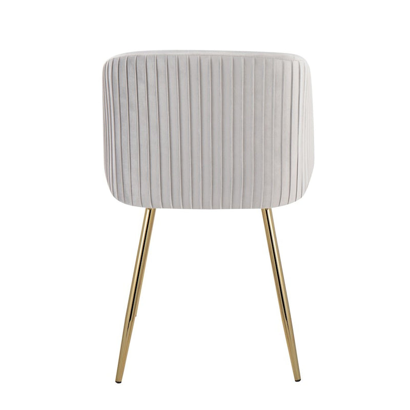 LumiSource Fran Pleated Chair, Set of 2, Gold/Silver Velvet