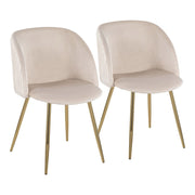 LumiSource Fran Pleated Chair, Set of 2, Gold/White Velvet - CH-FRANPLTAUVW2