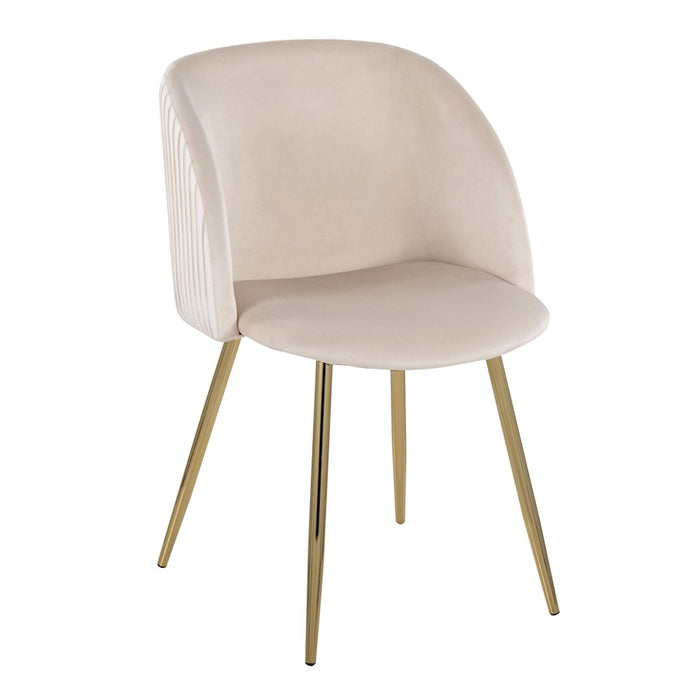 LumiSource Fran Pleated Chair, Set of 2, Gold/White Velvet