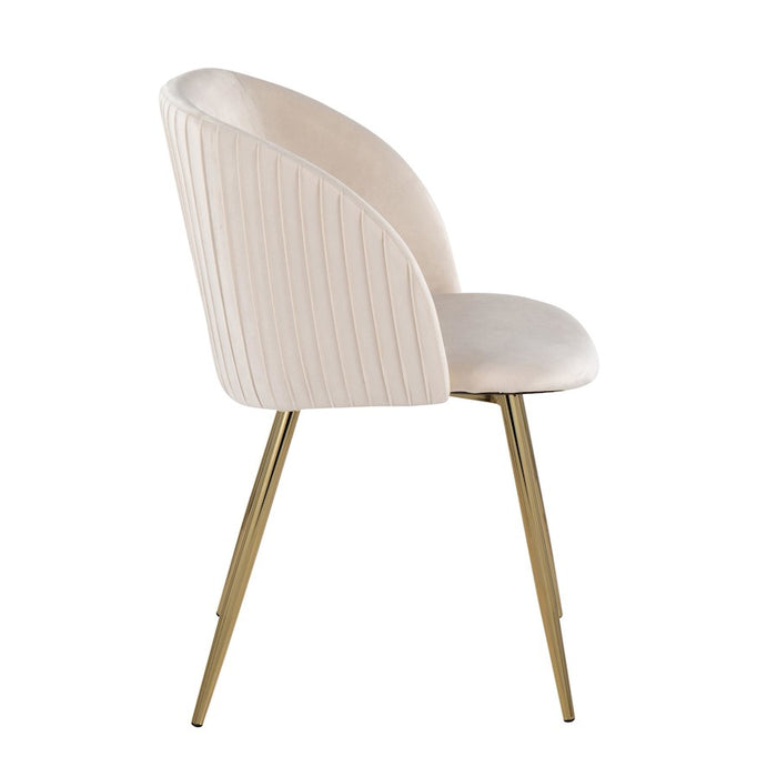 LumiSource Fran Pleated Chair, Set of 2, Gold/White Velvet