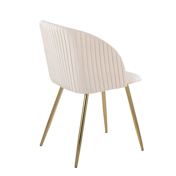 LumiSource Fran Pleated Chair, Set of 2, Gold/White Velvet