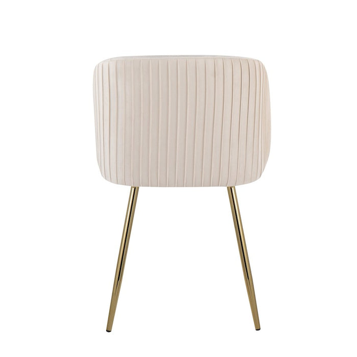 LumiSource Fran Pleated Chair, Set of 2, Gold/White Velvet