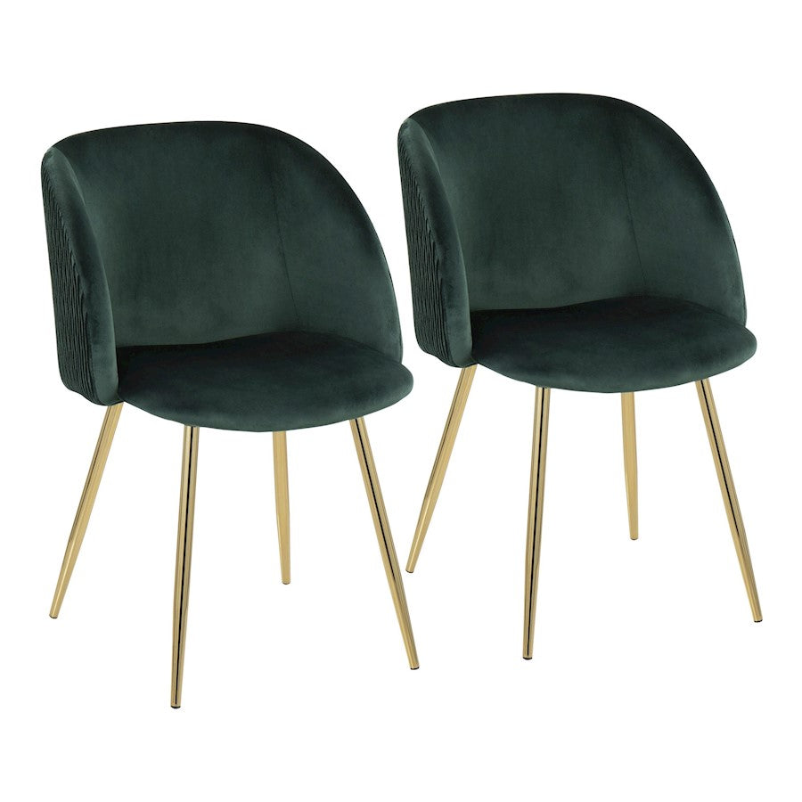 LumiSource Fran Pleated Waves Chair, Set/2, GD/Emerald - CH-FRANPLTWVAUVGN2