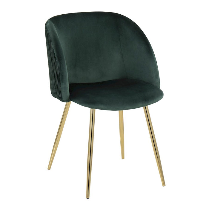 LumiSource Fran Pleated Waves Chair, Set of 2, GD/Emerald