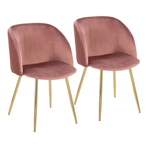 LumiSource Fran Pleated Waves Chair, Set of 2, Gold/Blush - CH-FRANPLTWVAUVPK2