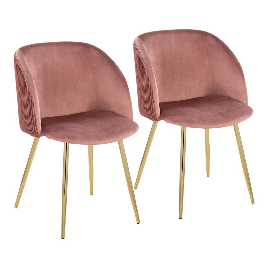 LumiSource Fran Pleated Waves Chair, Set of 2, Gold/Blush - CH-FRANPLTWVAUVPK2
