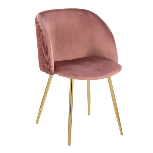 LumiSource Fran Pleated Waves Chair, Set of 2, Gold/Blush