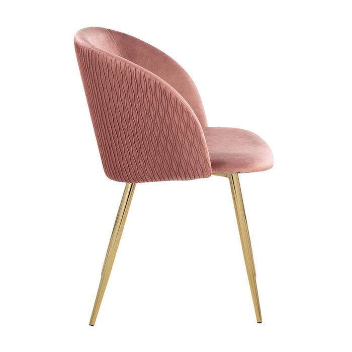 LumiSource Fran Pleated Waves Chair, Set of 2, Gold/Blush