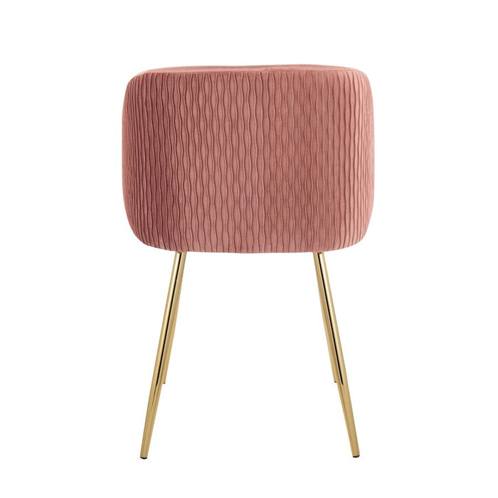 LumiSource Fran Pleated Waves Chair, Set of 2, Gold/Blush