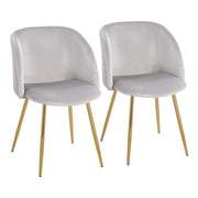 LumiSource Fran Pleated Waves Chair, Set of 2, Gold/Silver - CH-FRANPLTWVAUVSV2