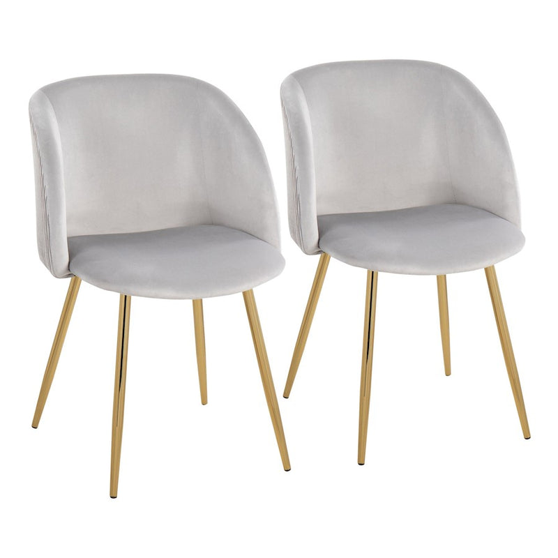 LumiSource Fran Pleated Waves Chair, Set of 2, Gold/Silver - CH-FRANPLTWVAUVSV2