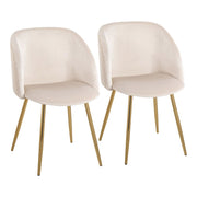 LumiSource Fran Pleated Waves Chair, Set of 2, Gold/White - CH-FRANPLTWVAUVW2