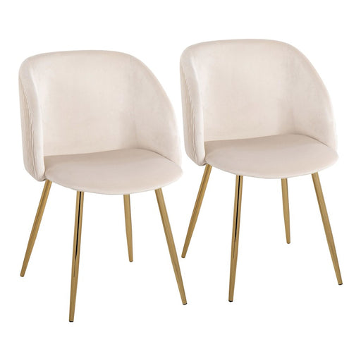LumiSource Fran Pleated Waves Chair, Set of 2, Gold/White - CH-FRANPLTWVAUVW2