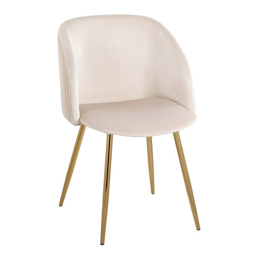LumiSource Fran Pleated Waves Chair, Set of 2, Gold/White