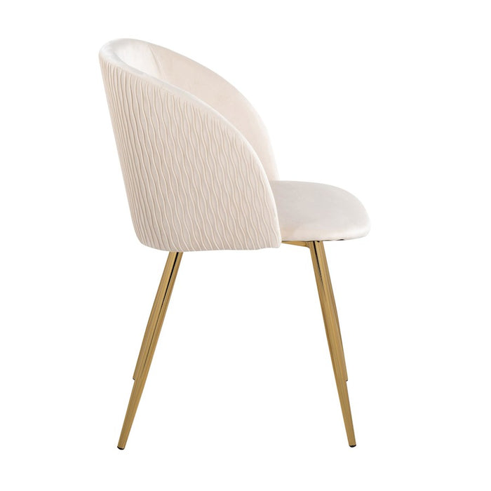 LumiSource Fran Pleated Waves Chair, Set of 2, Gold/White