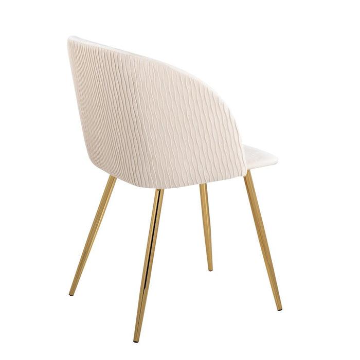 LumiSource Fran Pleated Waves Chair, Set of 2, Gold/White