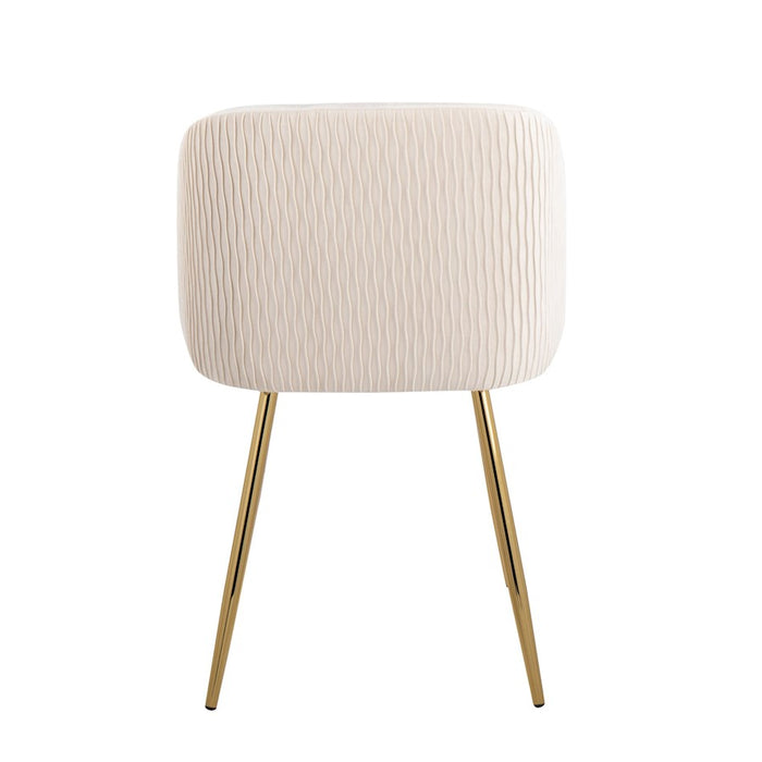 LumiSource Fran Pleated Waves Chair, Set of 2, Gold/White
