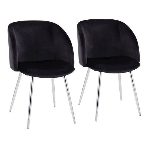 LumiSource Fran Chair, Set of 2 in Chrome/Black Velvet - CH-FRANVBK2