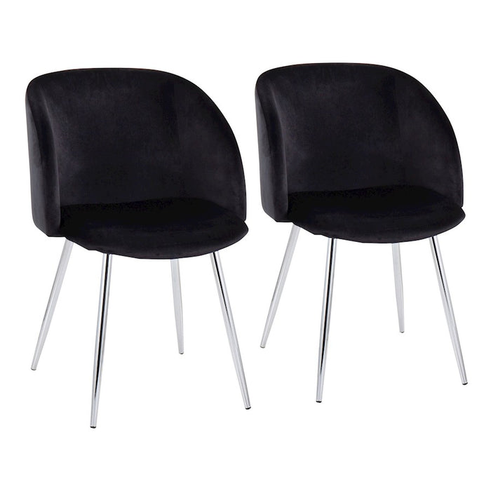 LumiSource Fran Chair, Set of 2 in Chrome/Black Velvet - CH-FRANVBK2
