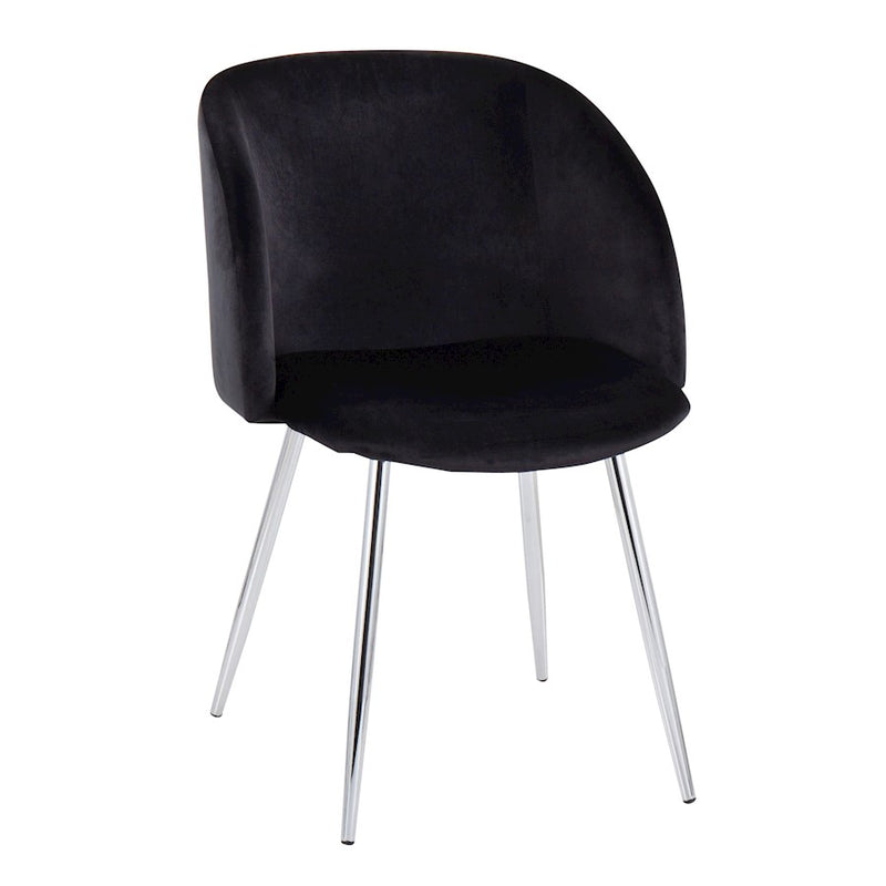 LumiSource Fran Chair Set of 2 | Chrome and Black Velvet | Dining Room & Living Room Accent | 23 x 21 x 32 in, Seat H 18.5 in | Model CH-FRANVBK2