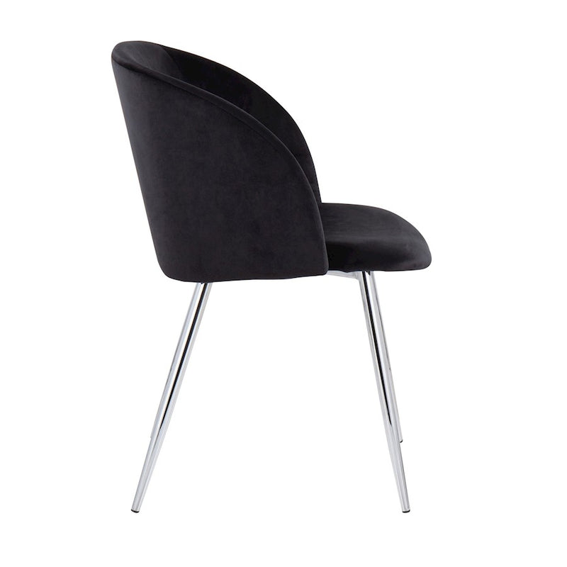 LumiSource Fran Chair Set of 2 | Chrome and Black Velvet | Dining Room & Living Room Accent | 23 x 21 x 32 in, Seat H 18.5 in | Model CH-FRANVBK2