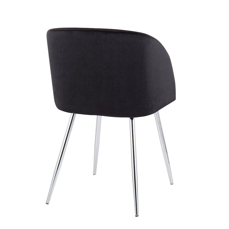 LumiSource Fran Chair Set of 2 | Chrome and Black Velvet | Dining Room & Living Room Accent | 23 x 21 x 32 in, Seat H 18.5 in | Model CH-FRANVBK2