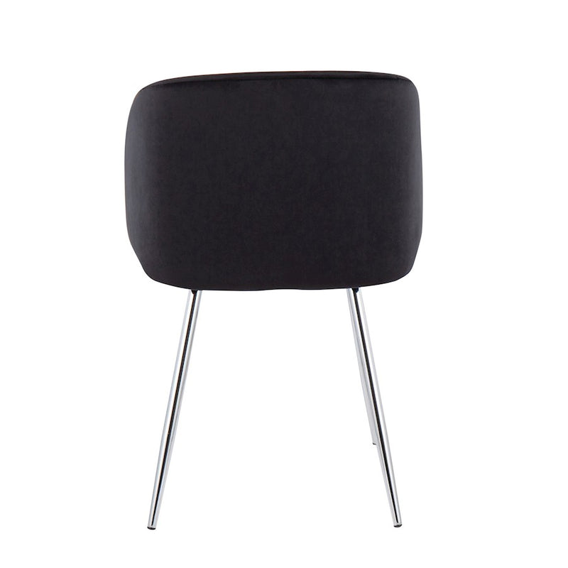 LumiSource Fran Chair, Set of 2 in Chrome/Black Velvet