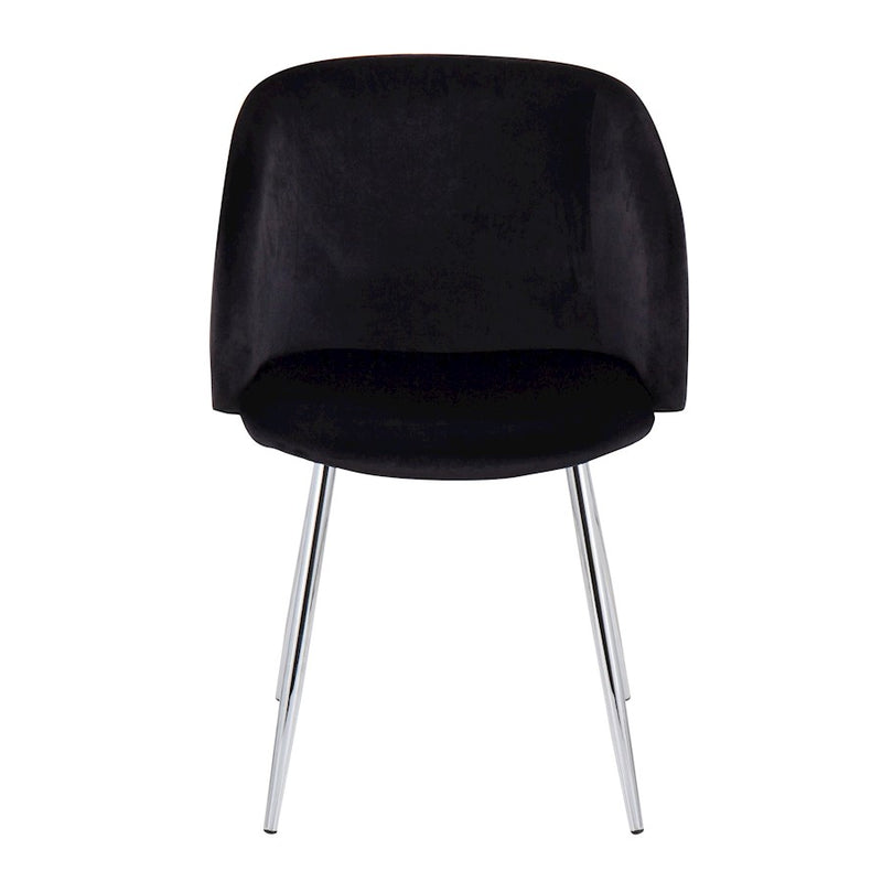 LumiSource Fran Chair, Set of 2 in Chrome/Black Velvet