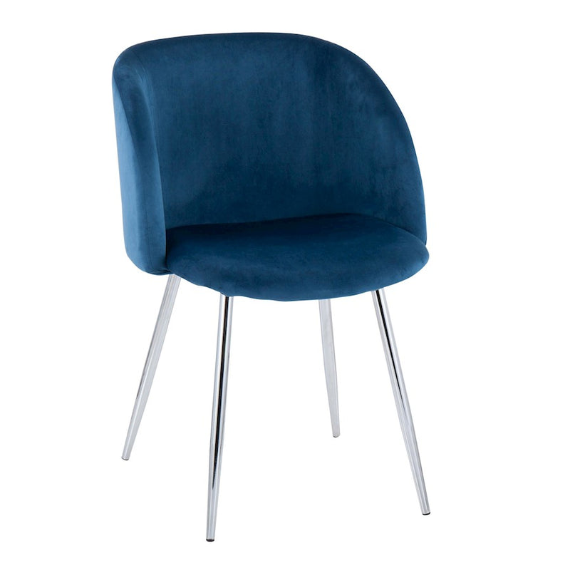 LumiSource Fran Chair, Set of 2 in Chrome/Blue Velvet