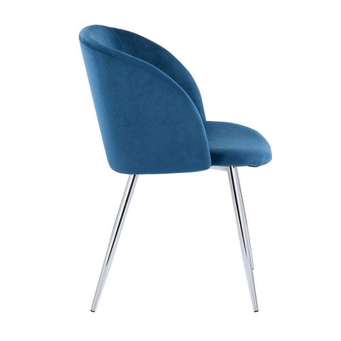 LumiSource Fran Chair, Set of 2 in Chrome/Blue Velvet