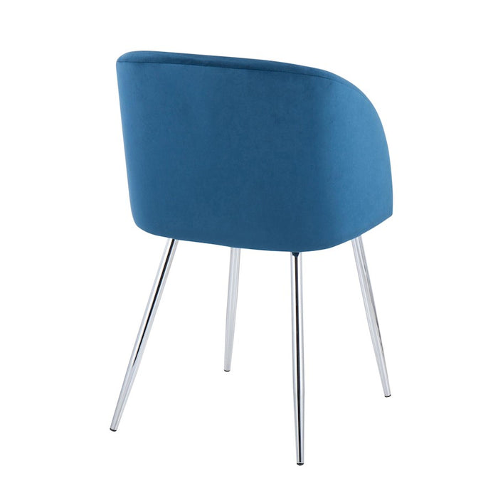 LumiSource Fran Chair, Set of 2 in Chrome/Blue Velvet