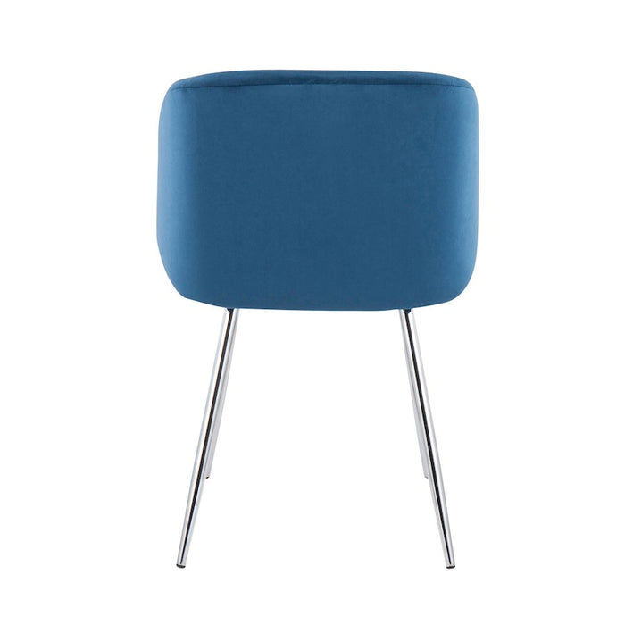 LumiSource Fran Chair, Set of 2 in Chrome/Blue Velvet