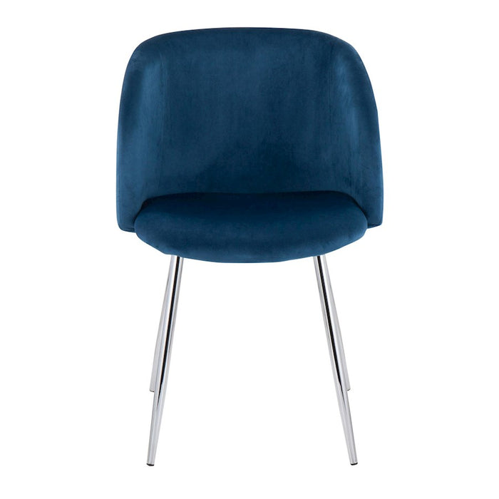 LumiSource Fran Chair, Set of 2 in Chrome/Blue Velvet
