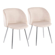 LumiSource Fran Chair, Set of 2 in Chrome/Cream Velvet - CH-FRANVCR2