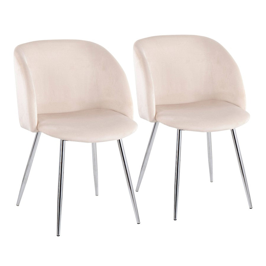 LumiSource Fran Chair, Set of 2 in Chrome/Cream Velvet - CH-FRANVCR2