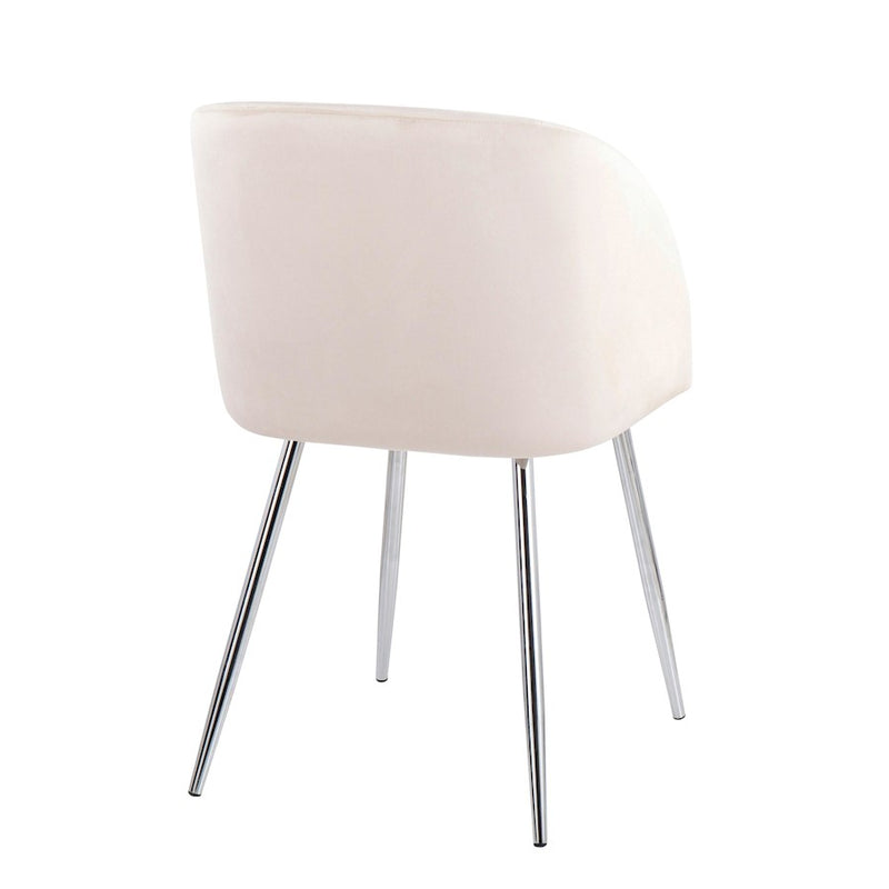 LumiSource Fran Chair, Set of 2 in Chrome/Cream Velvet