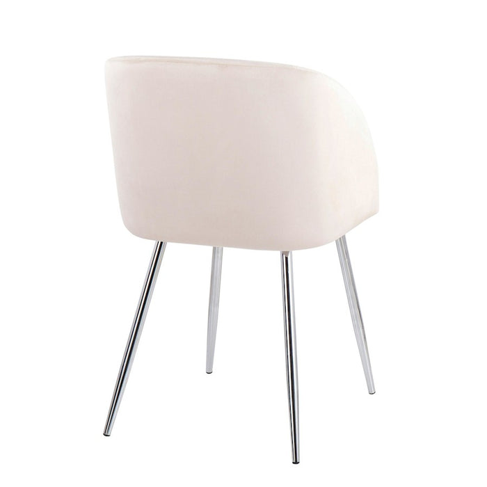 LumiSource Fran Chair, Set of 2 in Chrome/Cream Velvet