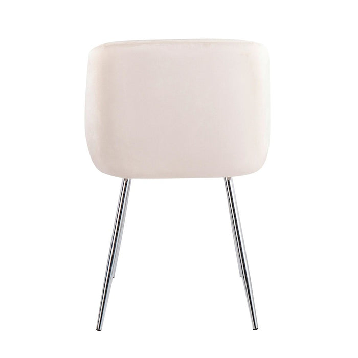 LumiSource Fran Chair, Set of 2 in Chrome/Cream Velvet