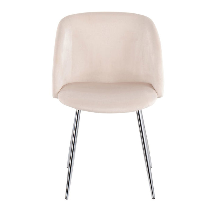 LumiSource Fran Chair, Set of 2 in Chrome/Cream Velvet
