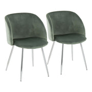 LumiSource Fran Chair, Set of 2 in Chrome/Sage Green Velvet - CH-FRANVLGN2
