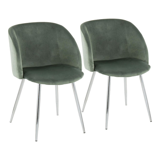 LumiSource Fran Chair, Set of 2 in Chrome/Sage Green Velvet - CH-FRANVLGN2