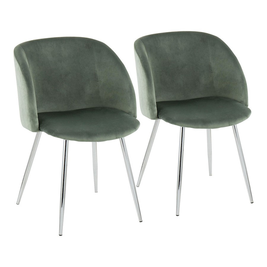 LumiSource Fran Chair, Set of 2 in Chrome/Sage Green Velvet - CH-FRANVLGN2