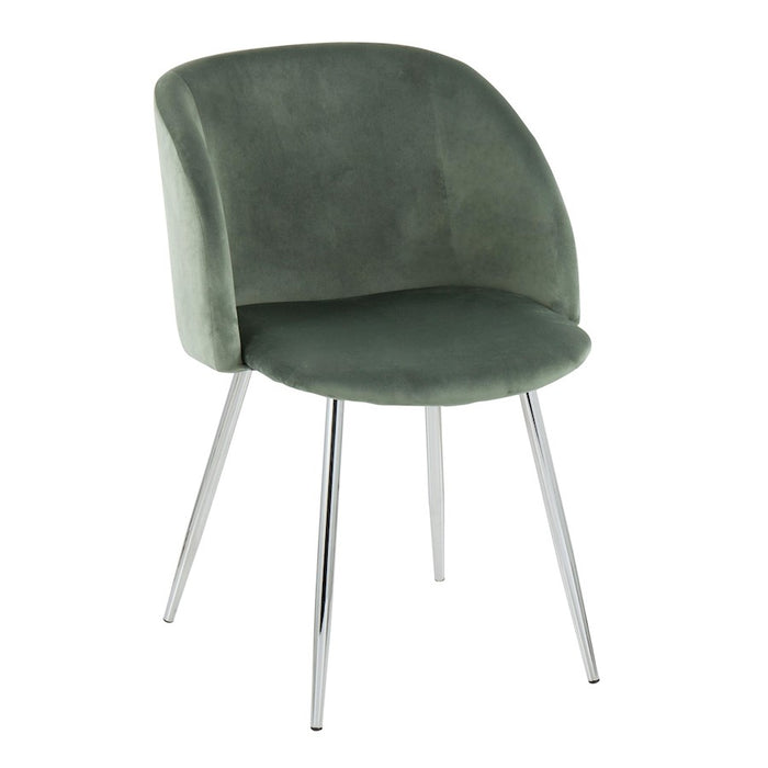 LumiSource Fran Chair, Set of 2 in Chrome/Sage Green Velvet