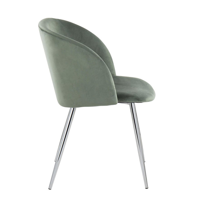 LumiSource Fran Chair, Set of 2 in Chrome/Sage Green Velvet
