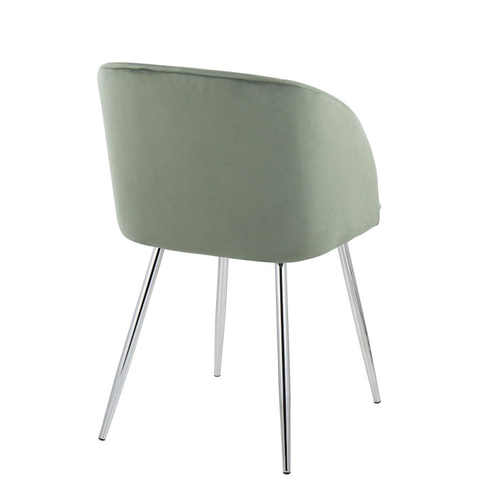 LumiSource Fran Chair, Set of 2 in Chrome/Sage Green Velvet