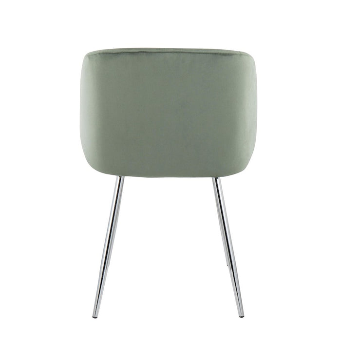 LumiSource Fran Chair, Set of 2 in Chrome/Sage Green Velvet