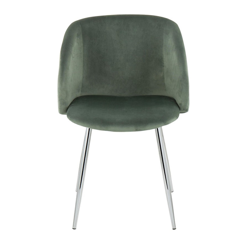 LumiSource Fran Chair, Set of 2 in Chrome/Sage Green Velvet