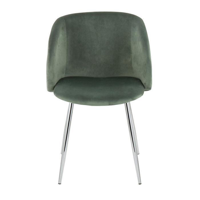LumiSource Fran Chair, Set of 2 in Chrome/Sage Green Velvet