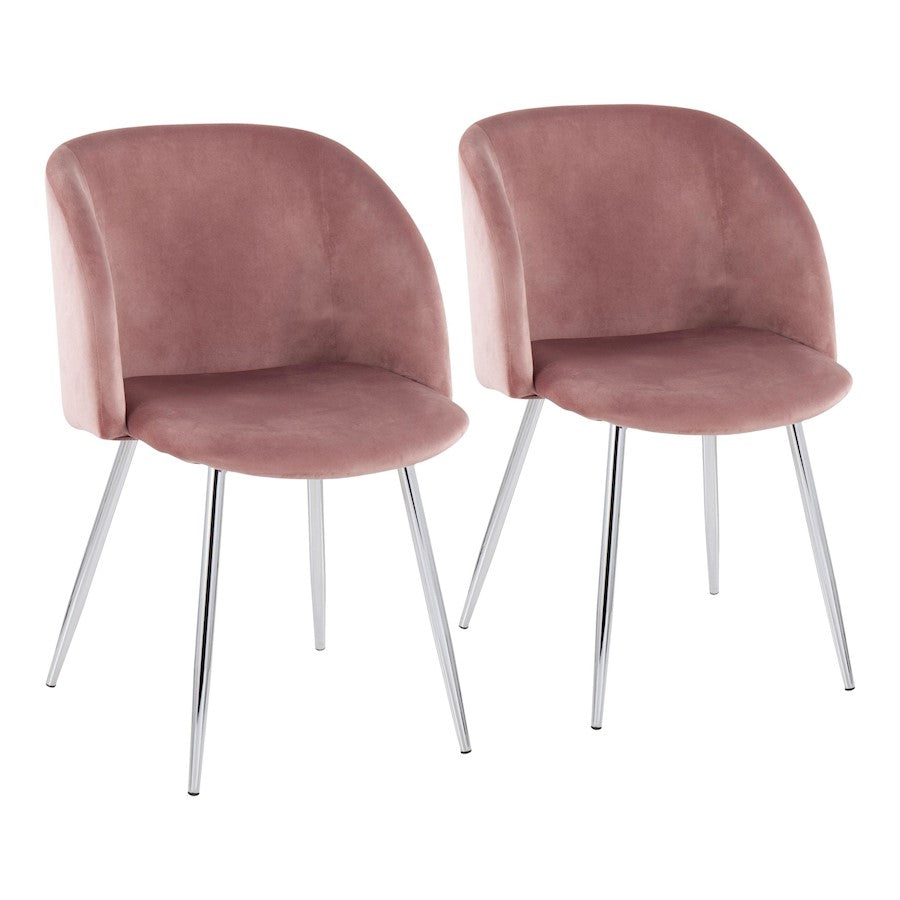 LumiSource Fran Chair, Set of 2 in Chrome/Pink Velvet - CH-FRANVPK2